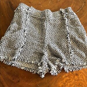Women's Black and White Tweed Shorts